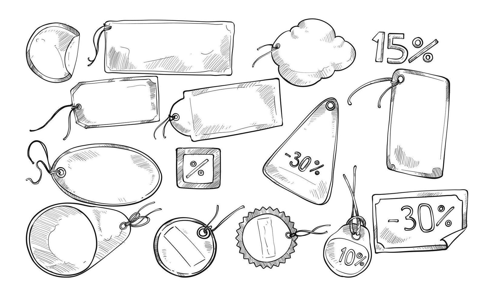 price tag handdrawn collection vector