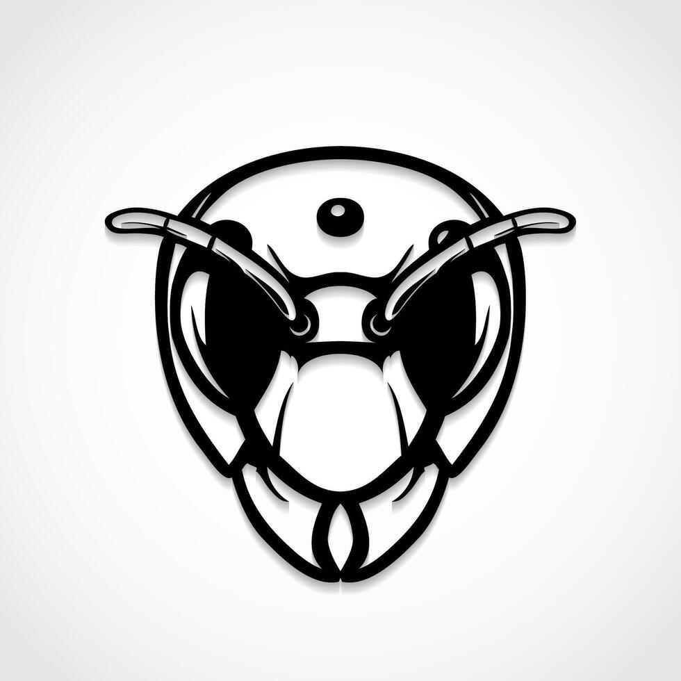 wasp, hornet head simple black white logo vector