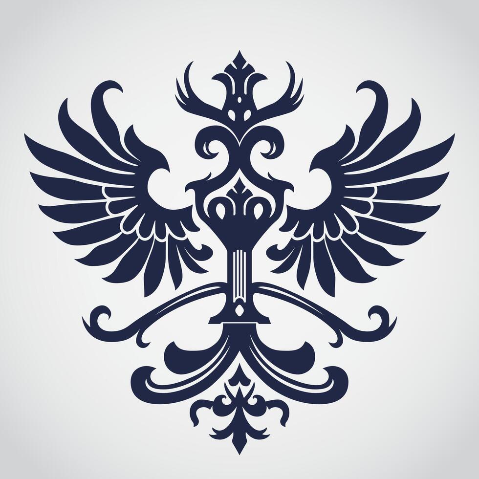 heraldic beautiful elegant winged ornamental logo vector