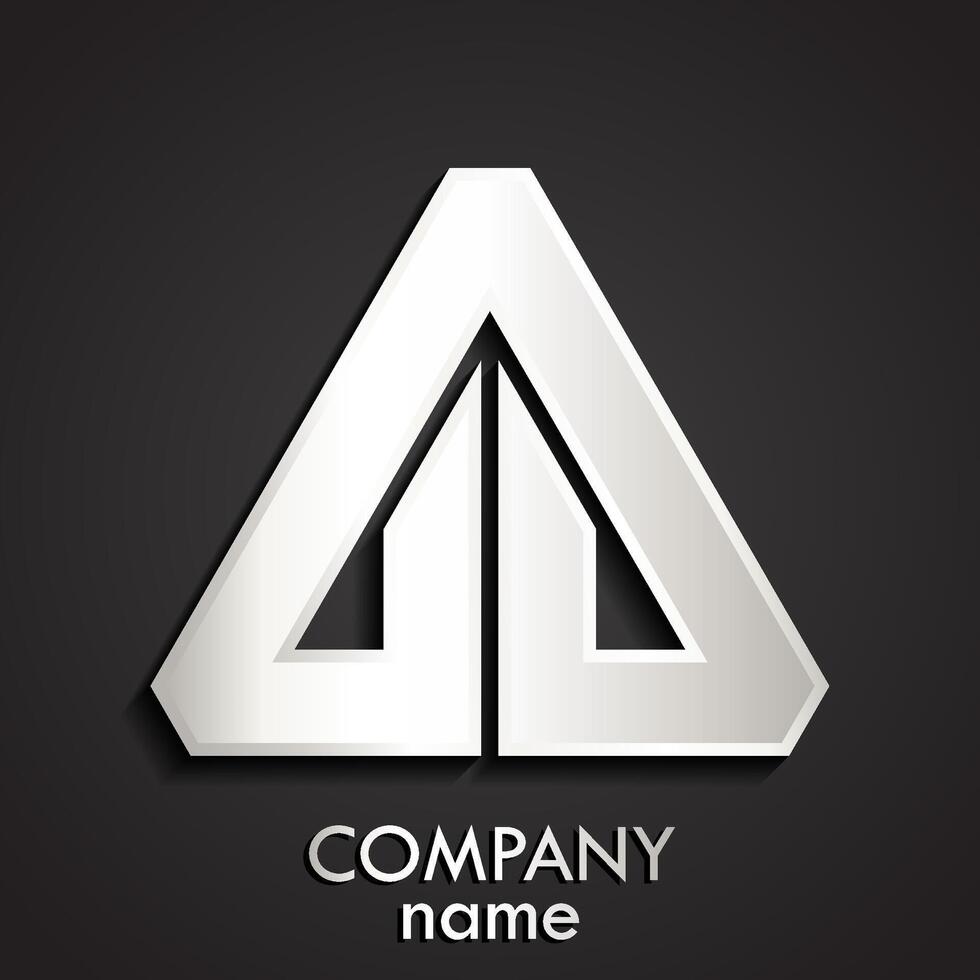 3d silver linear triangle delta logo vector