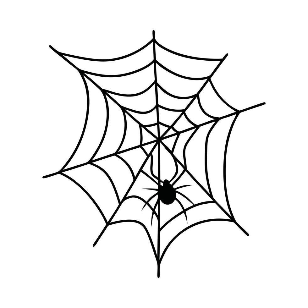 Hand-drawn spider web design, perfect for Halloween graphics. vector