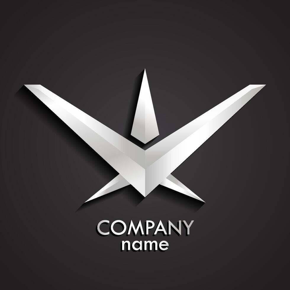 3d silver rank award logo design vector