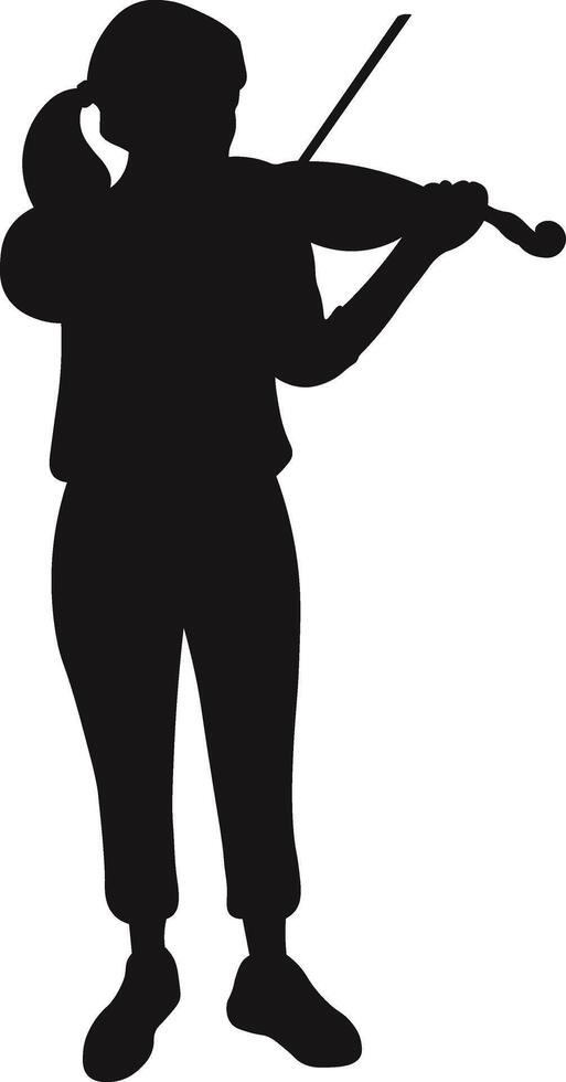 Jazz Player Violin Silhouette on White Background vector