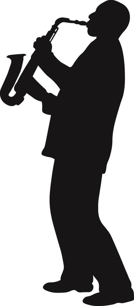Jazz Player Saxophone Silhouette in Flat Design vector