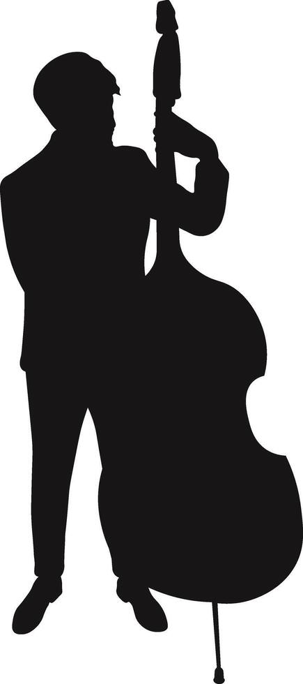 Jazz Player Upright Bass Silhouette in Flat Design vector