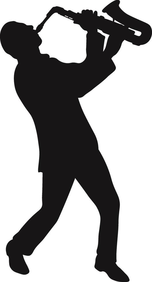 Male Saxophonist Silhouette on White Background vector
