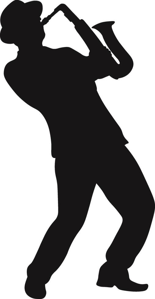 Male Saxophonist Silhouette on White Background vector