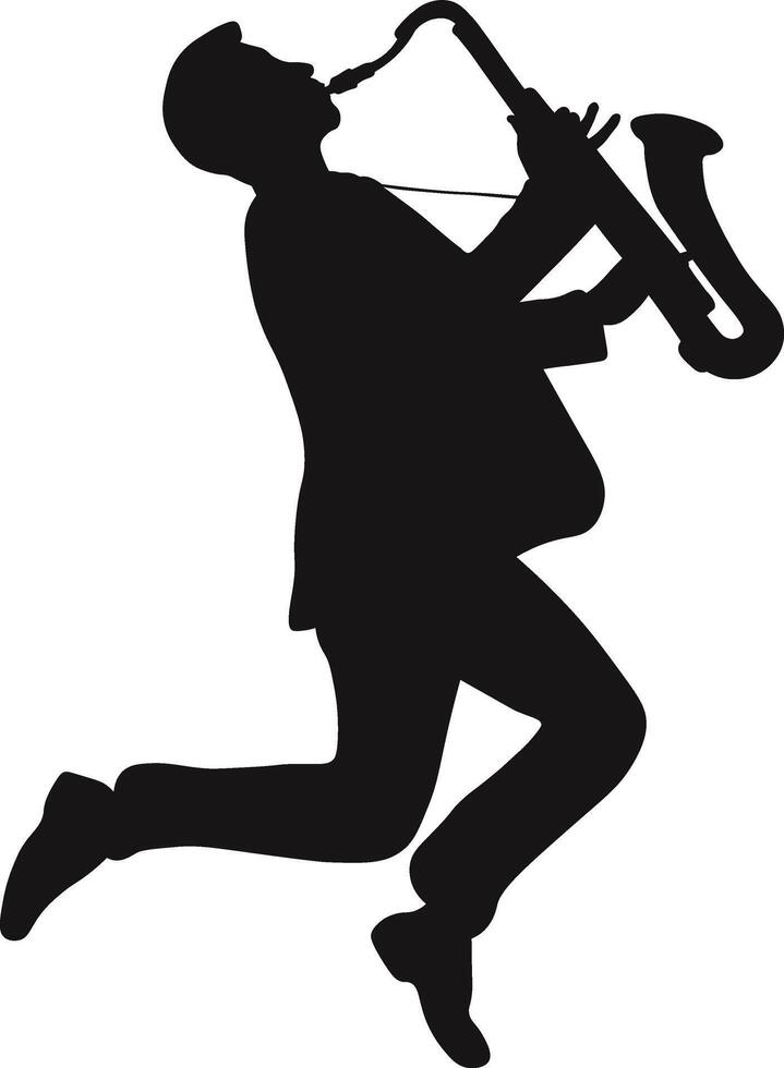 Male Saxophonist Silhouette on White Background vector