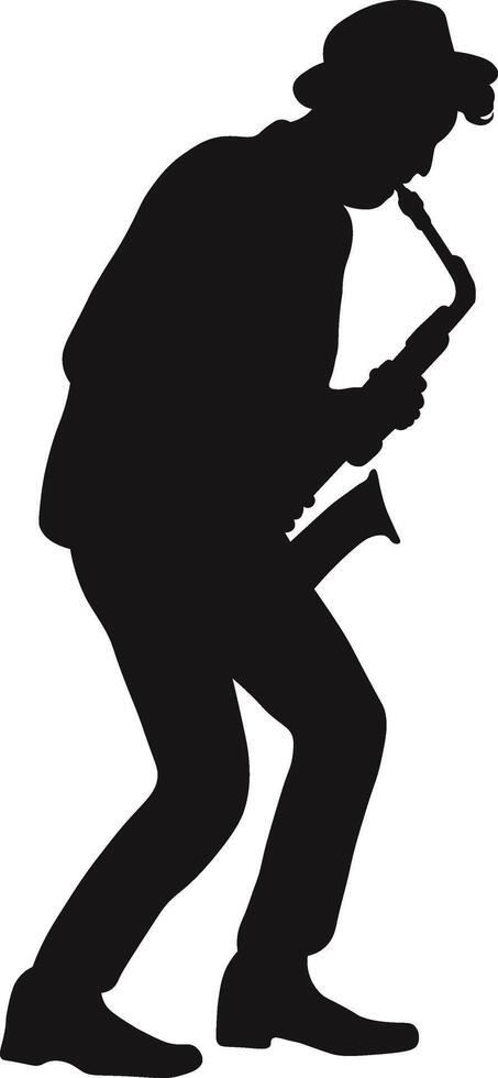 Male Saxophonist Silhouette on White Background vector