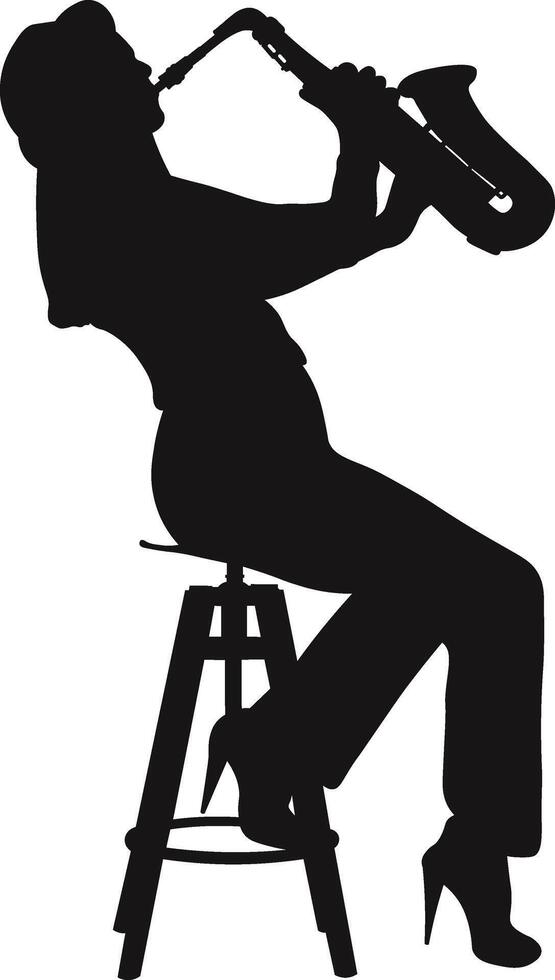 Woman Playing Saxophone Silhouette vector