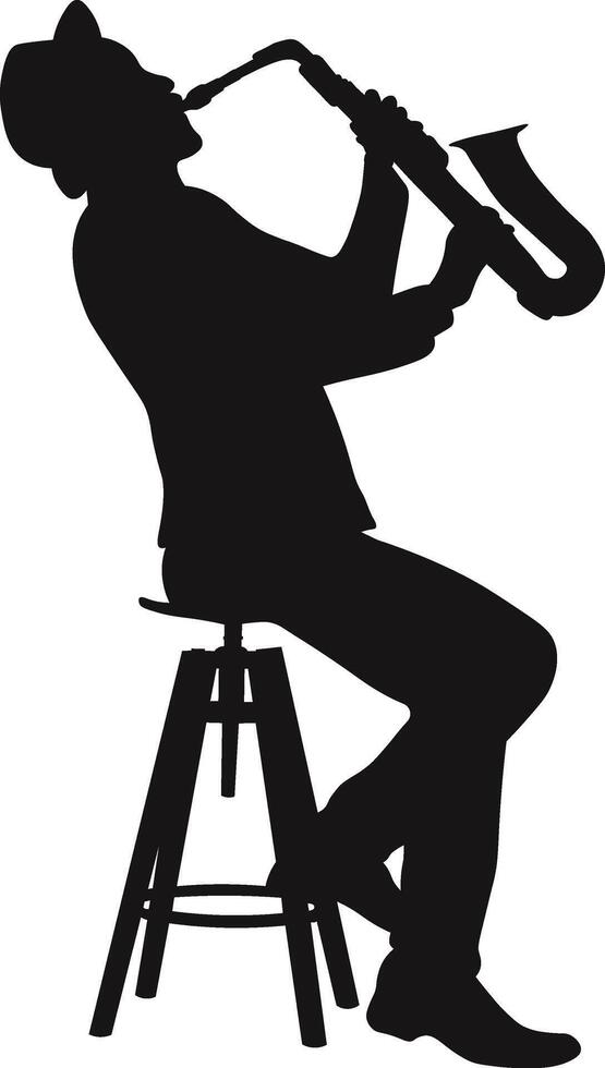 Male Saxophonist Silhouette on White Background vector