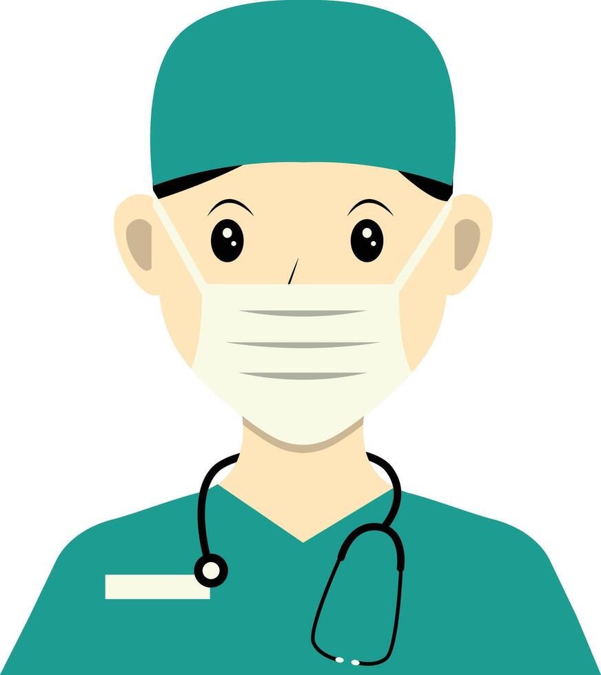 Men Nurse Avatar with Green Uniform vector