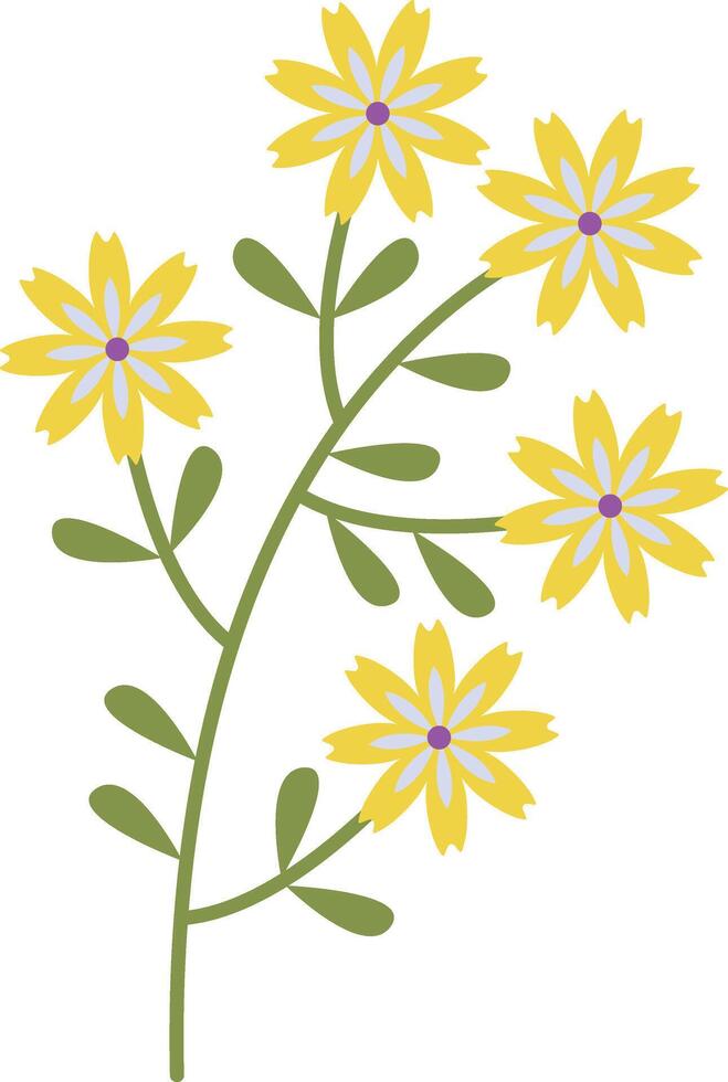 Yellow Spring Flower in Flat Design vector