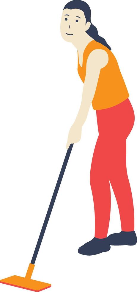 Woman Cleaning Illustration in Flat Design vector