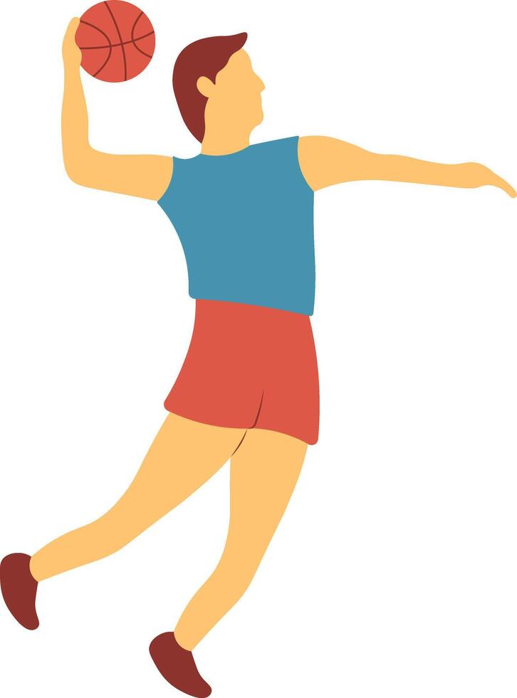 Basketball Player Dunk Pose Illustration in Flat Design vector