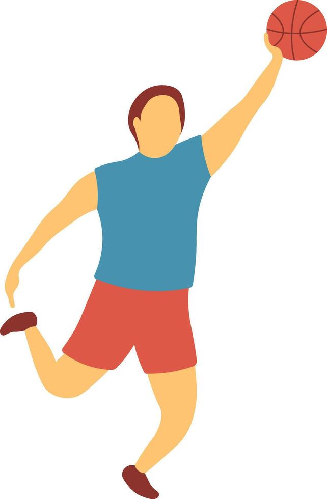 Basketball Player Dunk Pose Illustration in Flat Design vector