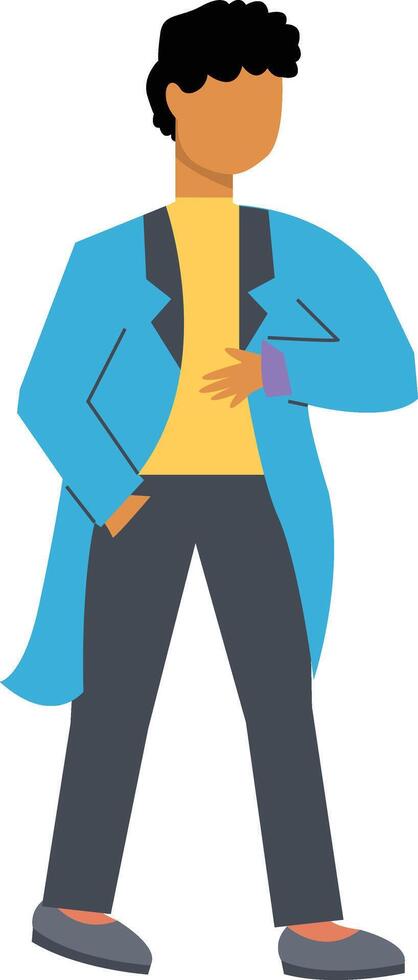 Man Walking in Autumn with Blue Coat vector