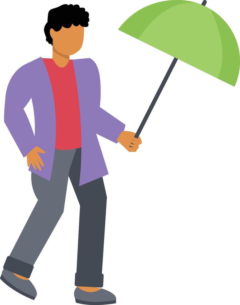 Men Walking in Autumn with Umbrella vector