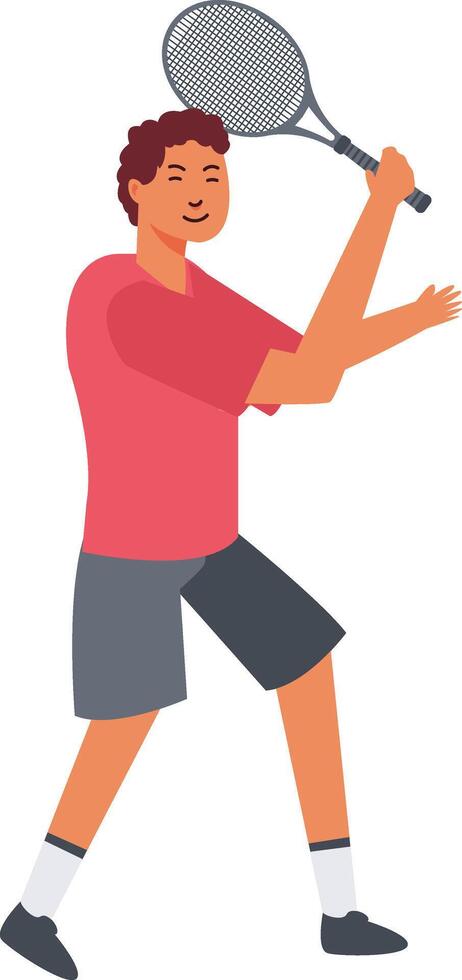 Male Playing Tennis Ball in Flat Design vector
