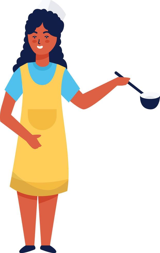 Girl Chef with Yellow Apron vector