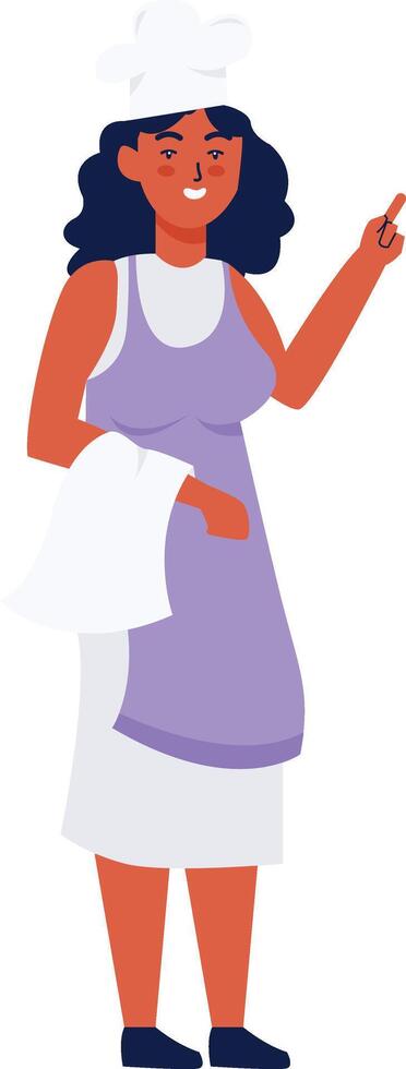 Woman Chef with Purple Apron vector