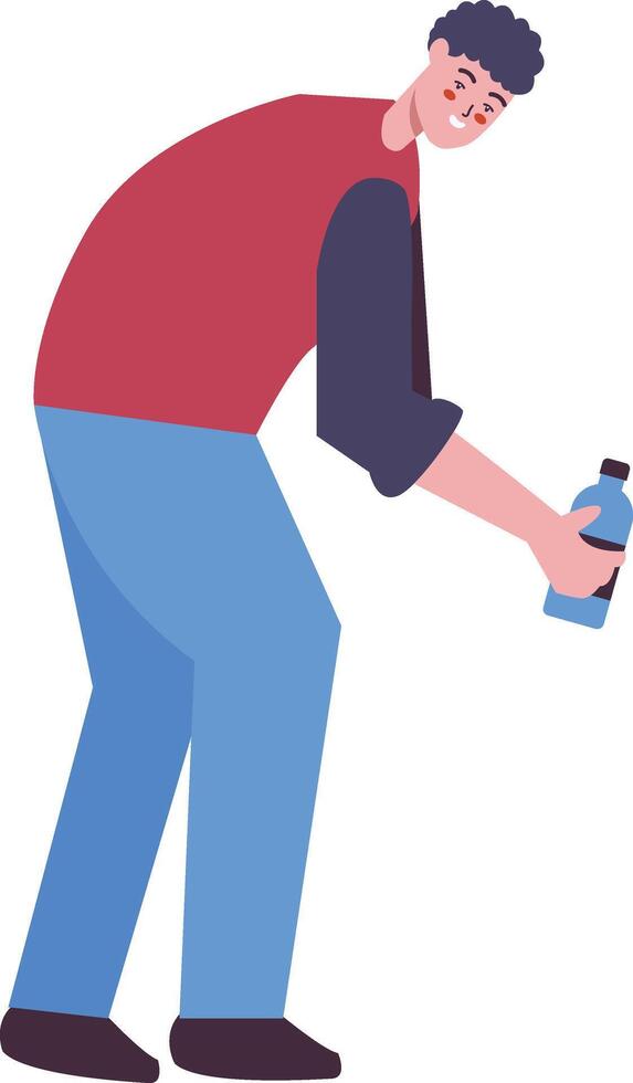 Man Cleaning Profession Holding Plastic Bottle vector