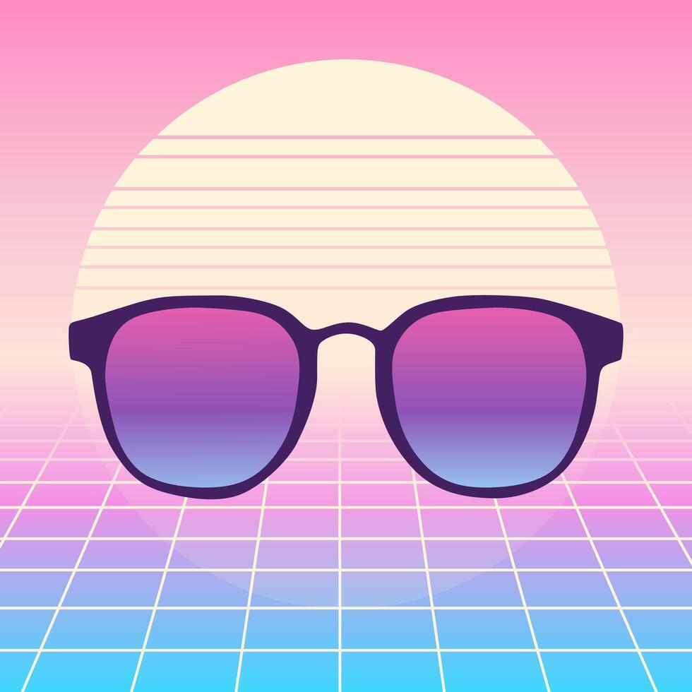 Glasses Illustration Design With Vaporwave Style And Simple Background vector