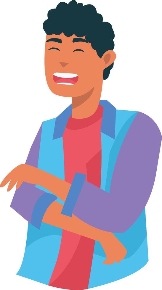 Male Laughing Character with Casual Clothes vector