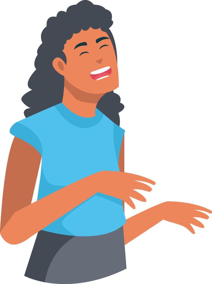 Girl Laughing Character with Blue Clothes vector