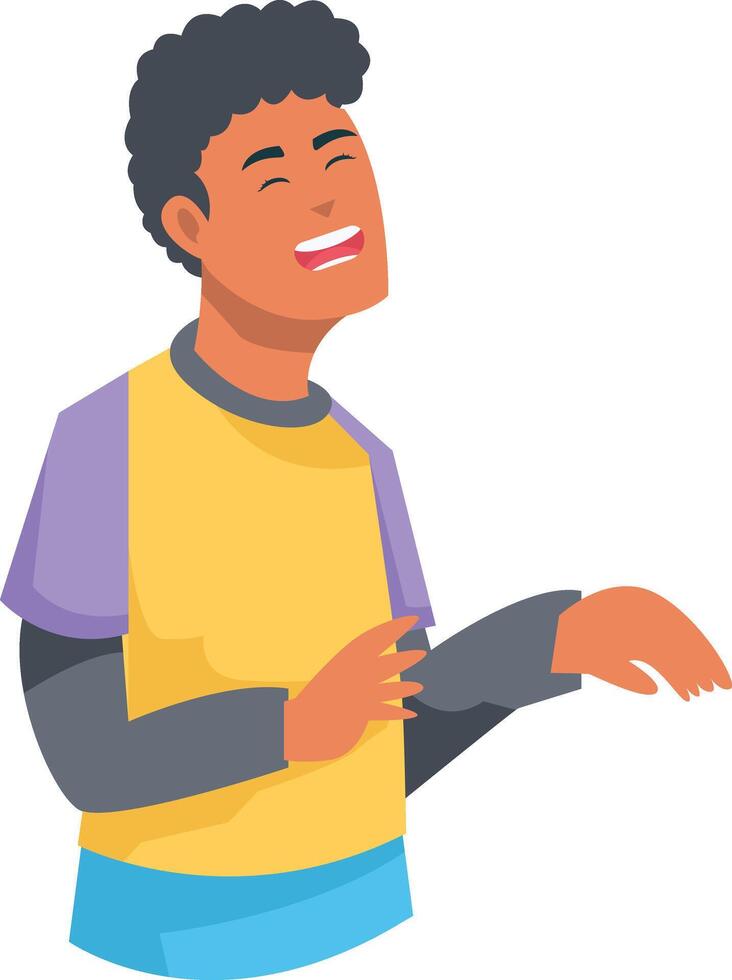 Male Laughing Character with Yellow Clothes vector