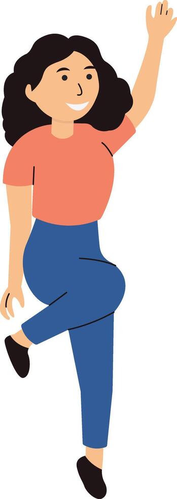 Happy Girl Jumping in Casual Clothes vector