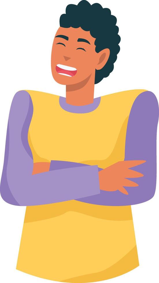 Male Laughing Character with Yellow Clothes vector