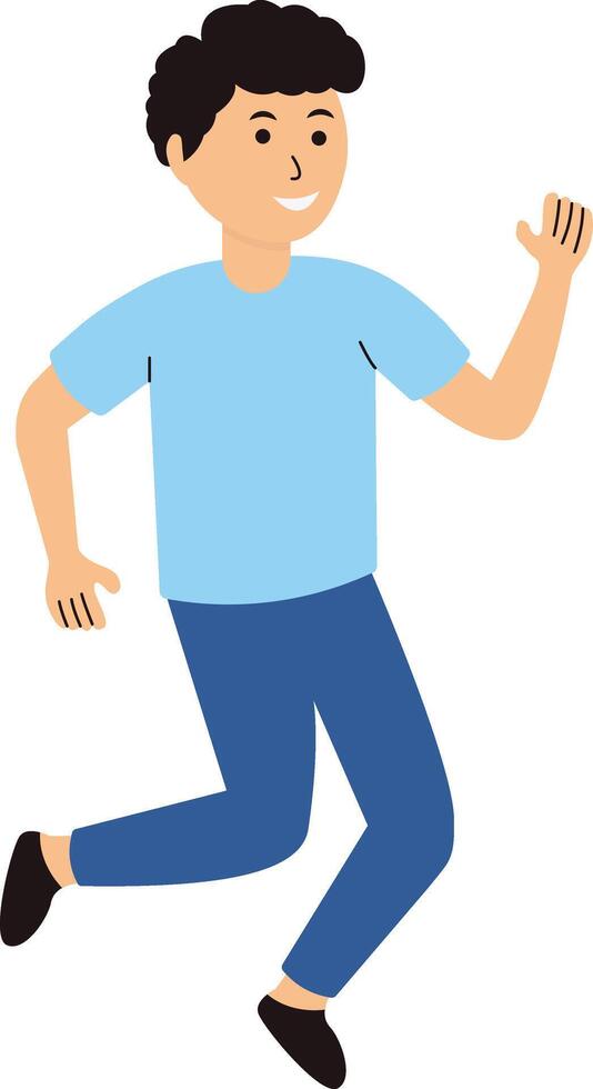 Happy Man Jumping in Blue Clothes vector