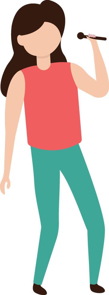 Woman Singing Illustration with Casual Clothes vector