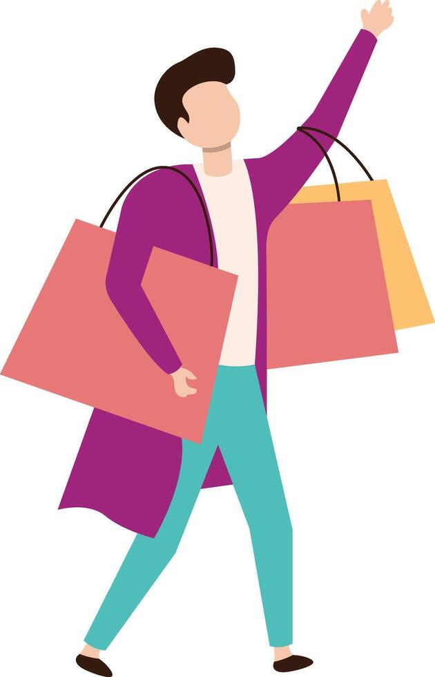 Woman Carryin Shopping Bag with Short Hair vector