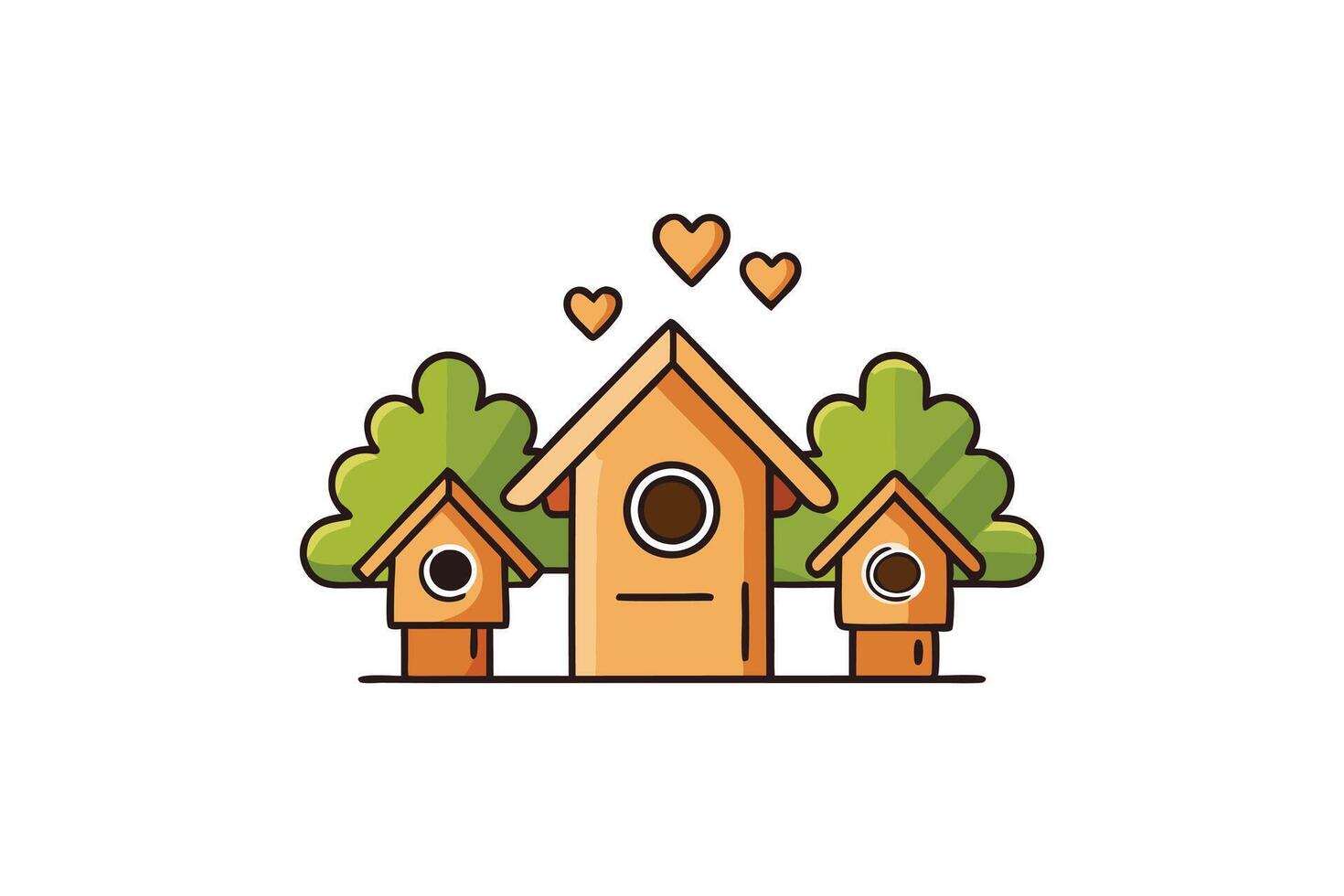 Charming Birdhouses with and Birds Illustration vector