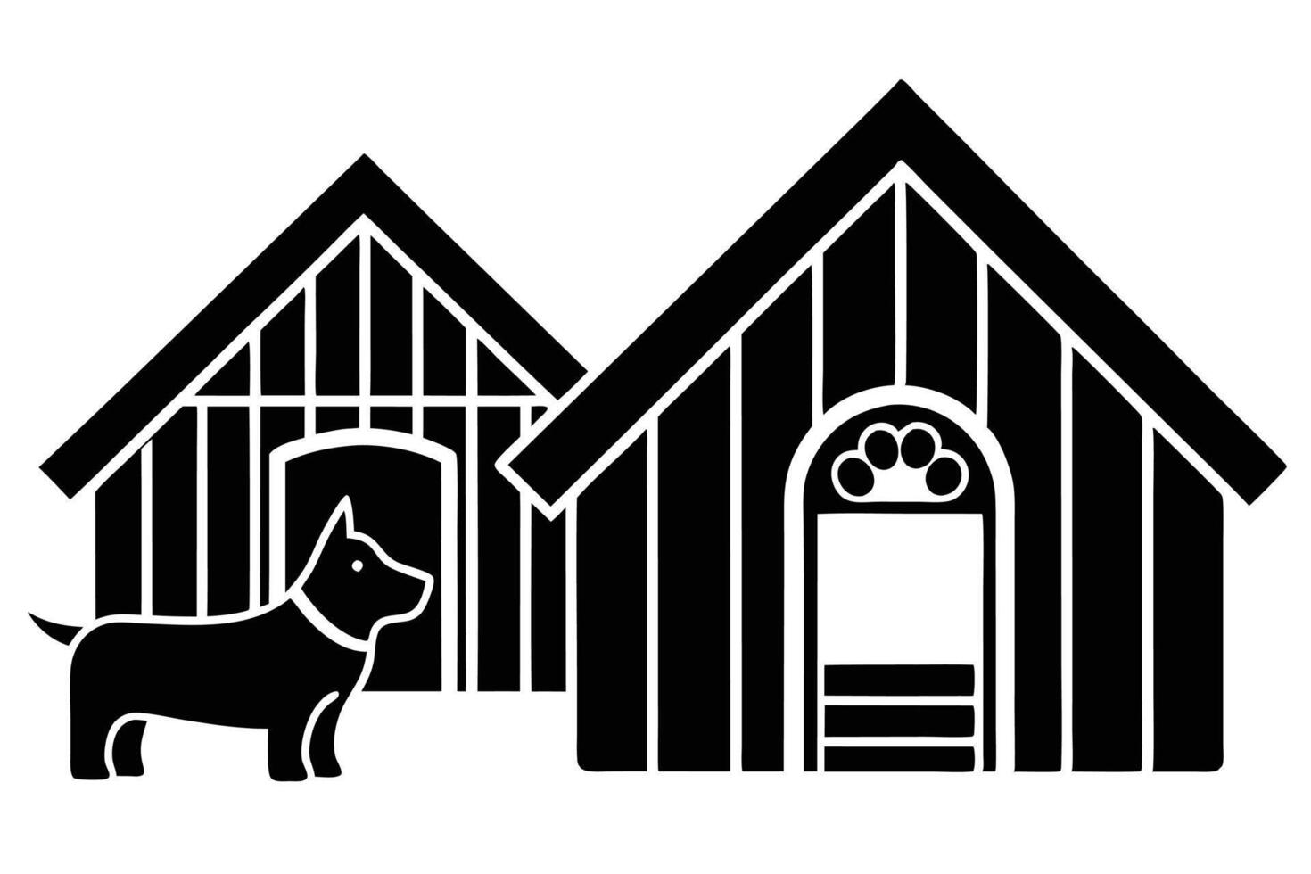 silhouette Dog House Illustrations Set vector