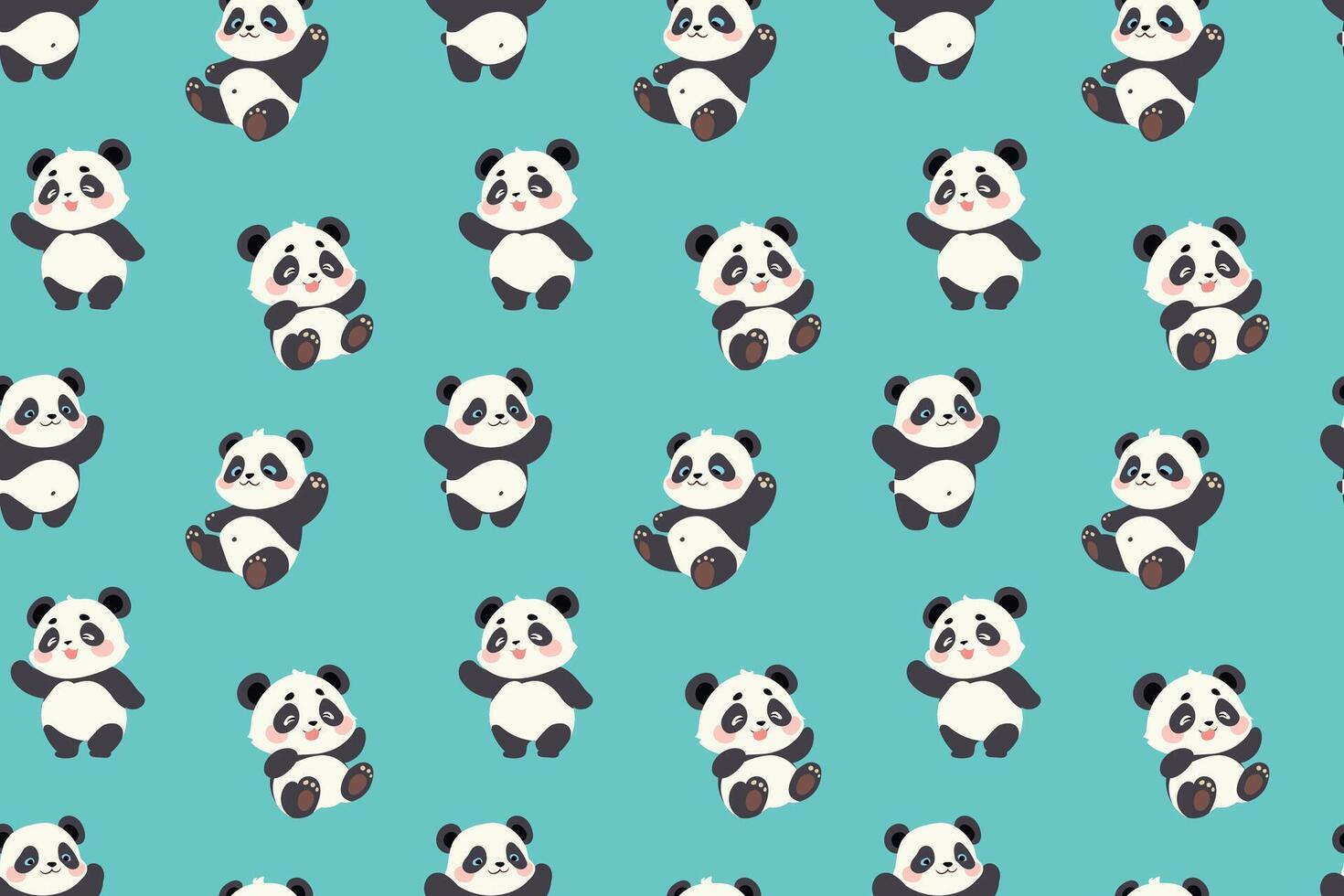 a panda bear pattern with many different faces vector