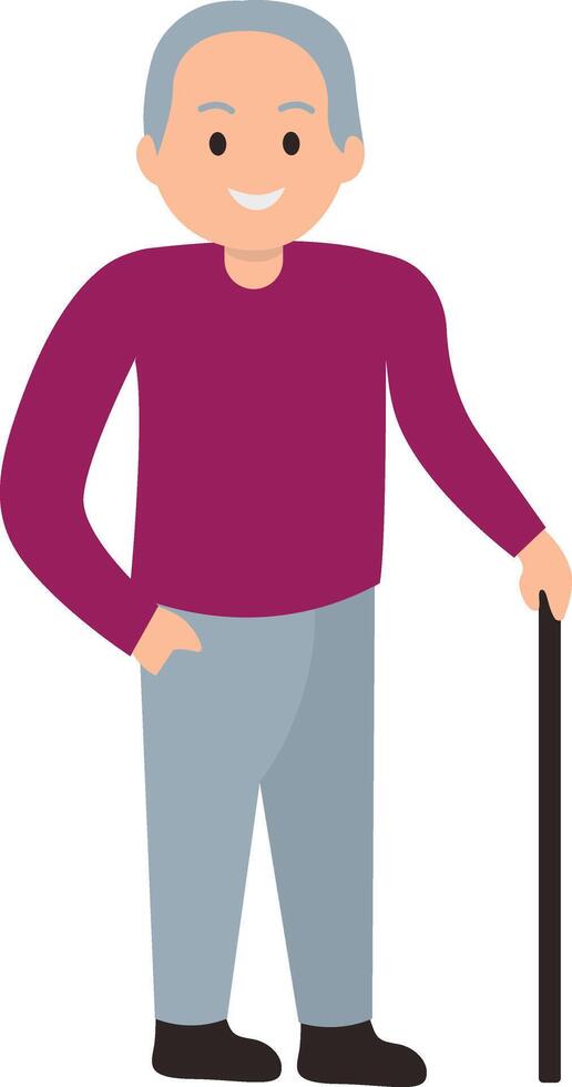 Senior Man Character in Flat Design vector