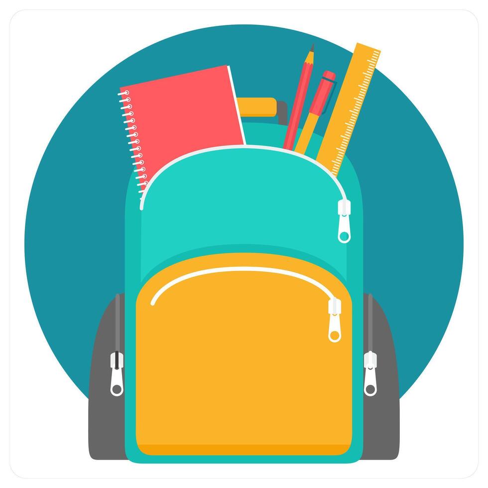 School Bag and books icon concept vector