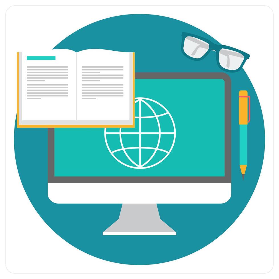 E-Learning and study icon concept vector