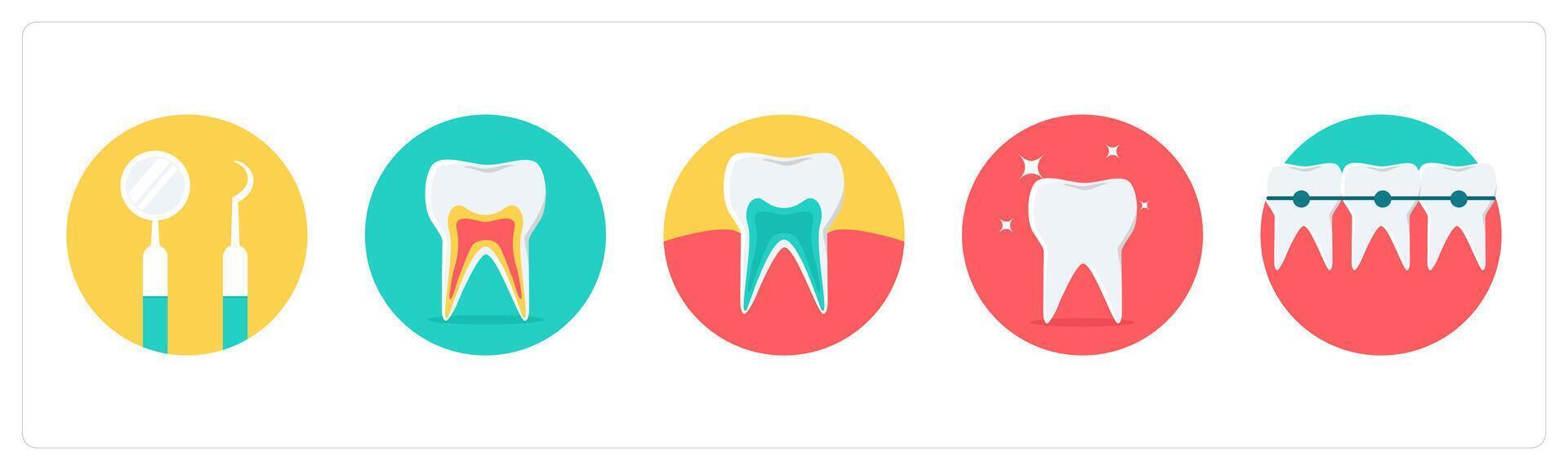 A set of 5 medical icons as dental equipment, teeth vector