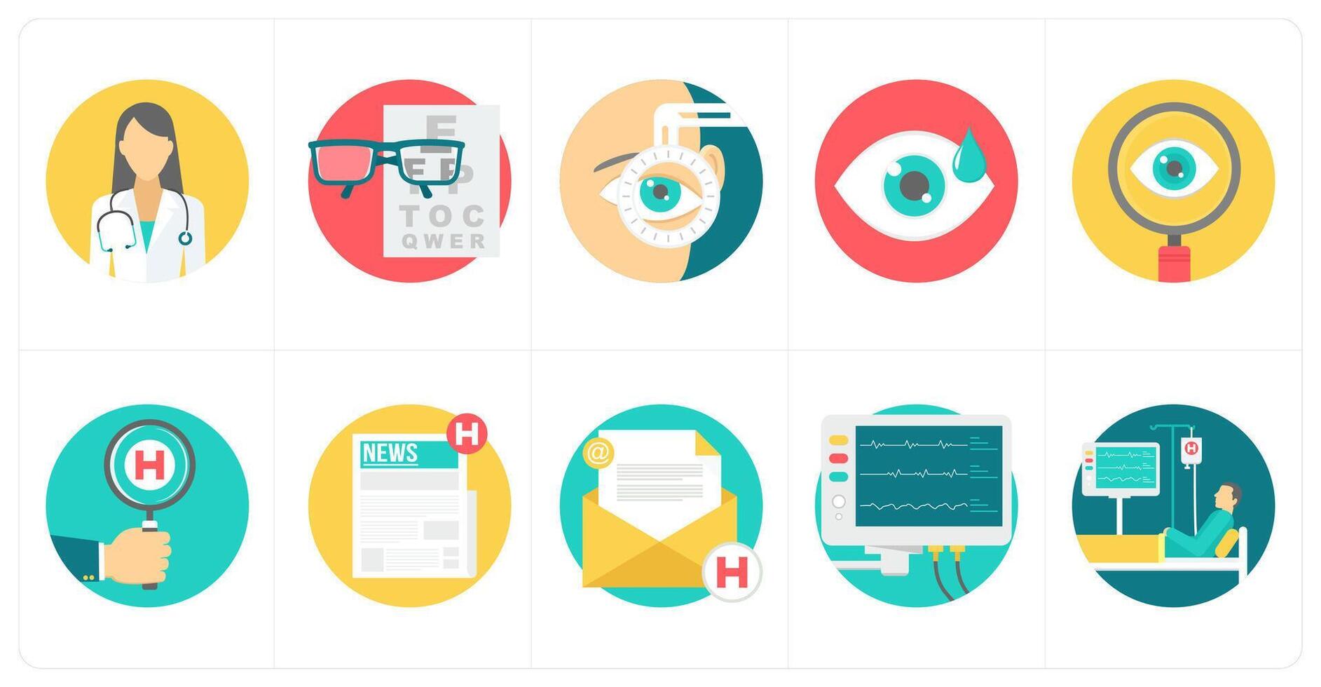 A set of 10 Medical icons as doctor, eye test, eye checkup, eye treatment vector