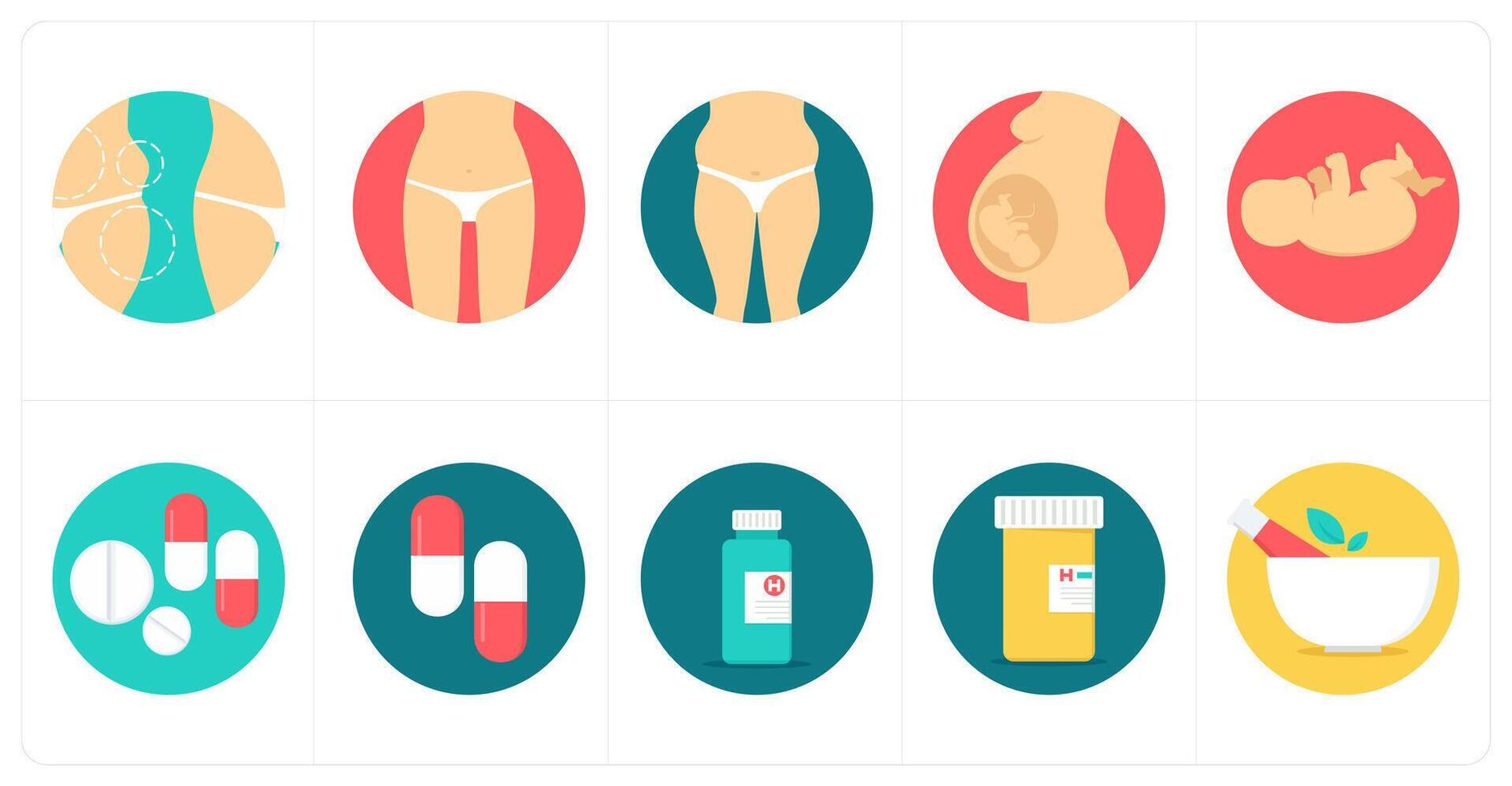 A set of 10 Medical icons as liposuction, reshape, obesity vector