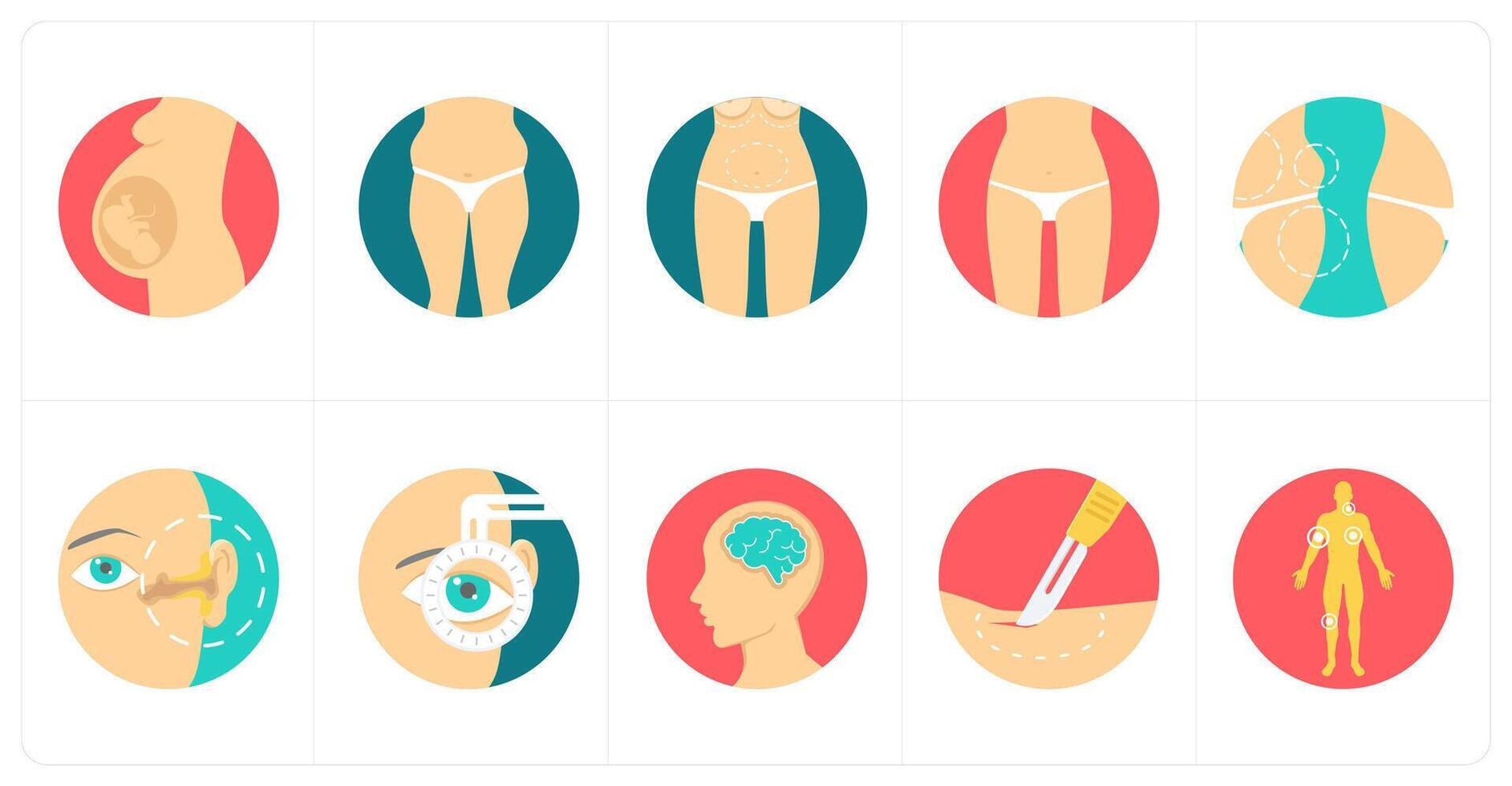 A set of 10 Medical icons as obstetrics, obesity, cosmetic surgery vector