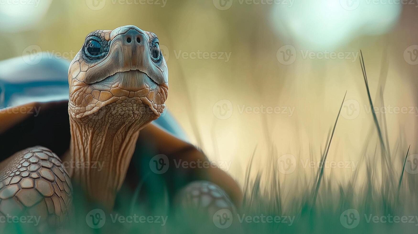 A close up of a tortoise in the grass photo