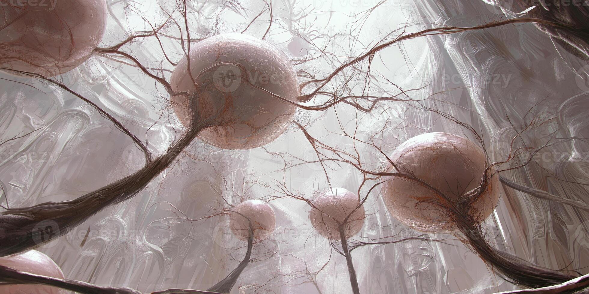 Abstract ethereal spheres and branches photo
