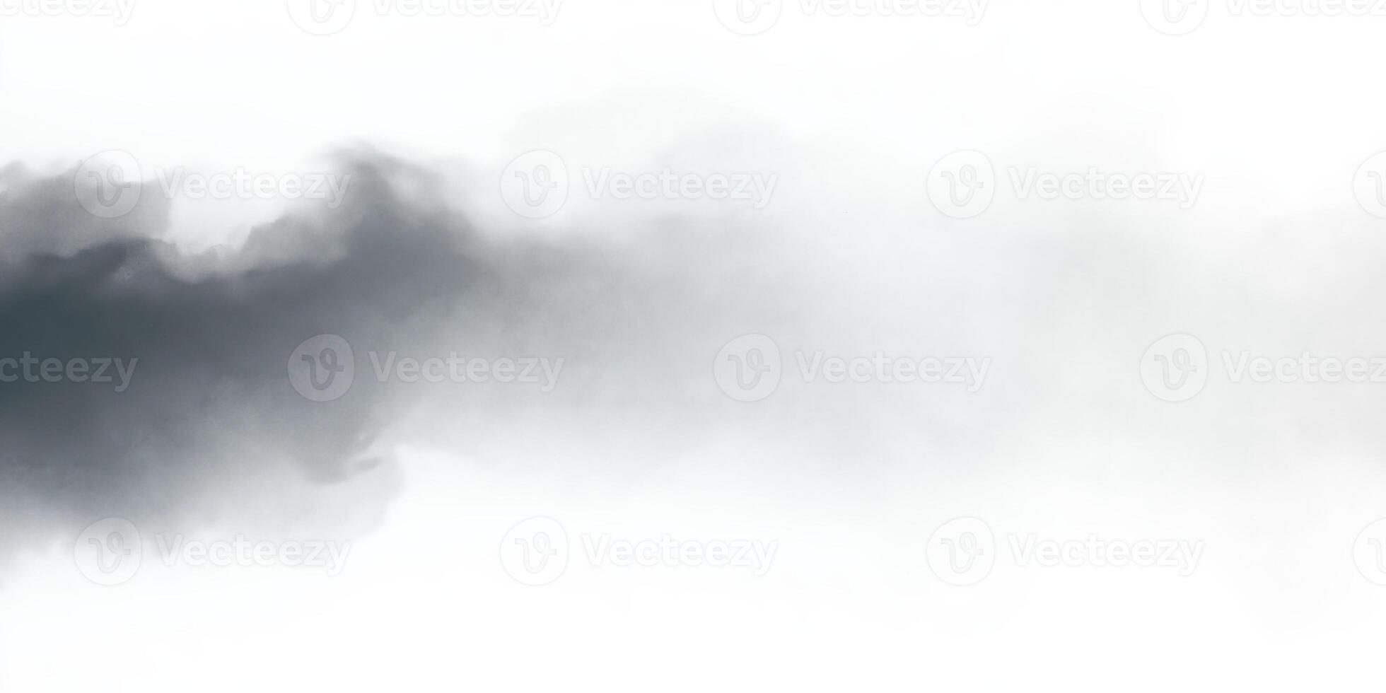 Abstract grayscale smoke plume on white photo
