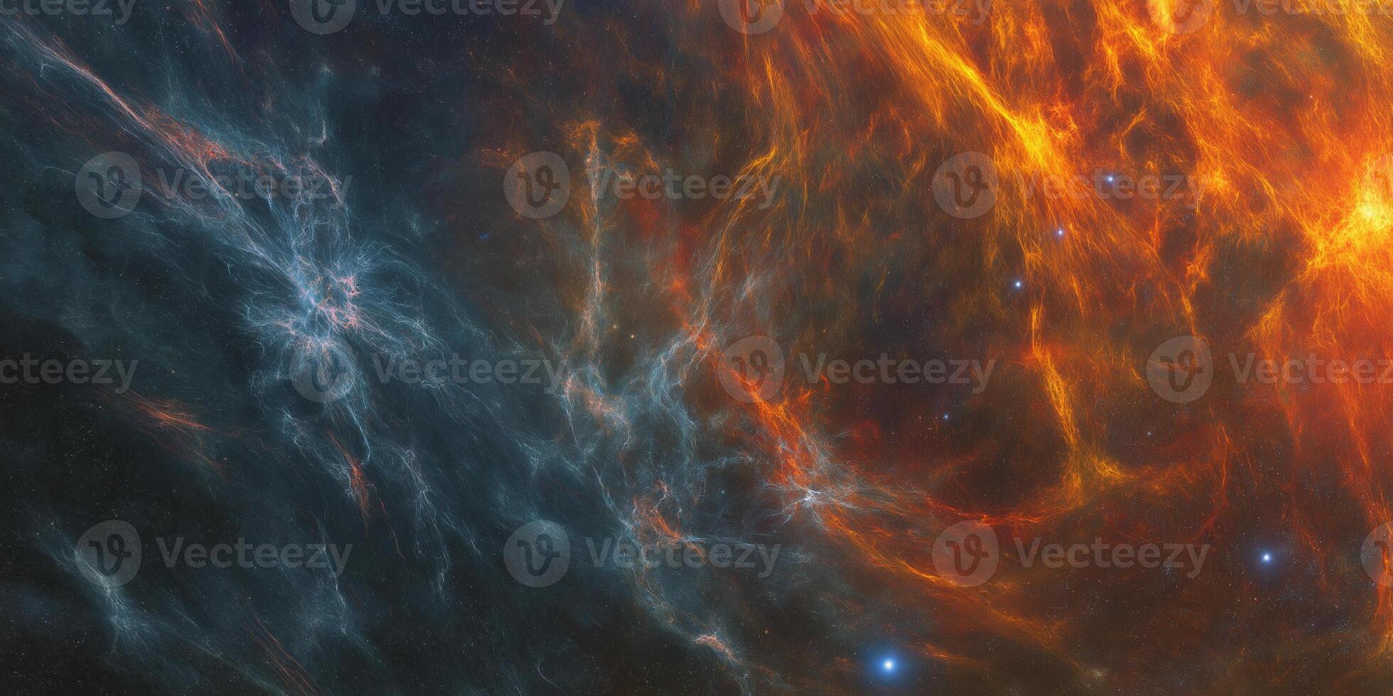 nebula, abstract cosmic blue and red photo