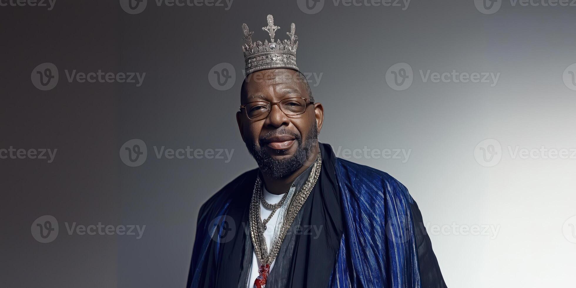 Portrait of a man wearing a crown photo